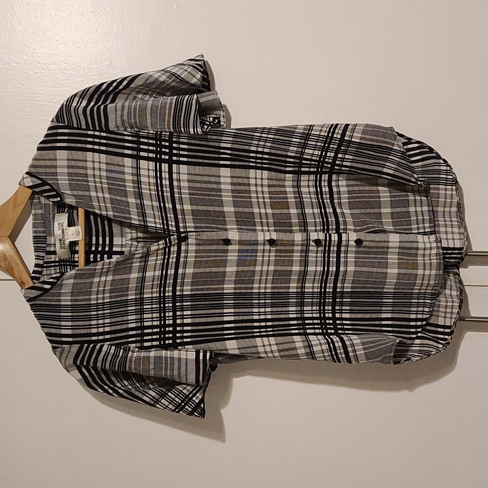 Diane Von Furstenberg Darnley Plaid Silk blouse